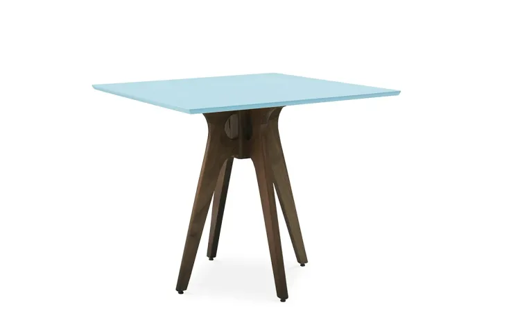 MESA DE JANTAR 4 LUGARES QUADRADA BIANCHI 90X90X77CM NOGUEIRA E AZUL BEBÊ