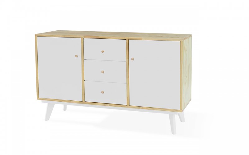 APARADOR BUFFET COM GAVETAS E 2 PORTAS PUXADOR BOLINHA CELESTE