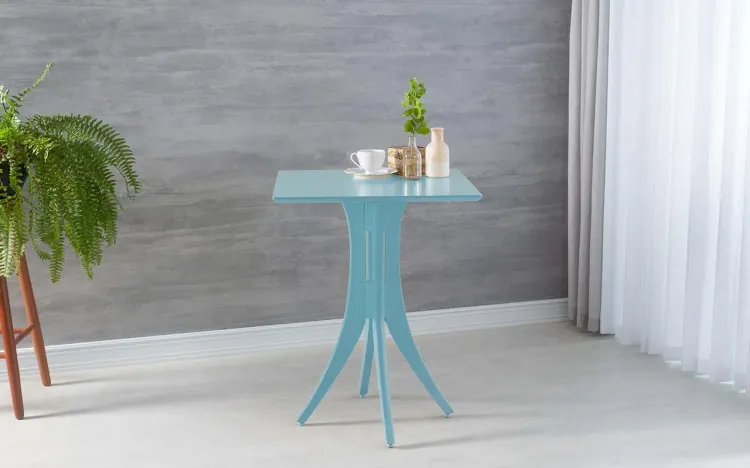 MESA PARA LANCHONETE PEQUENA QUADRADA JULIETTE 60X60X77CM LACA AZUL BEBÊ