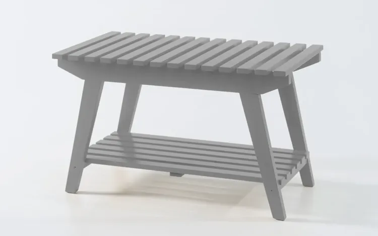 SAPATEIRA BANCO DE MADEIRA  BUIAH LACA CINZA CONCRETO 70X40X45CM