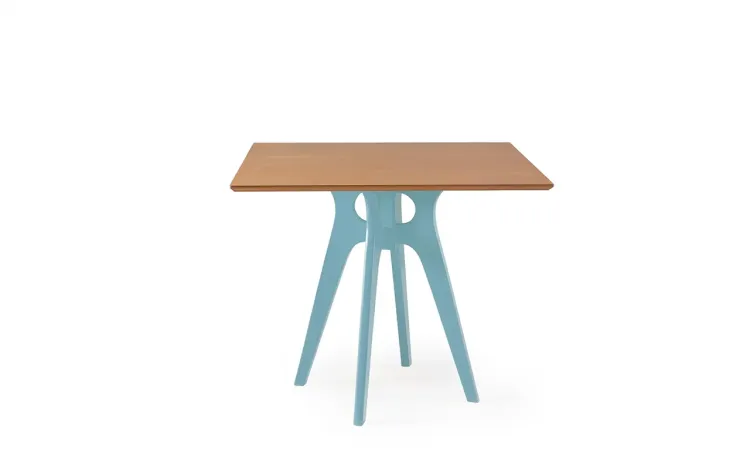 MESA DE JANTAR QUADRADA BIANCHI 90X77CM AZUL BEBÊ E JATOBÁ