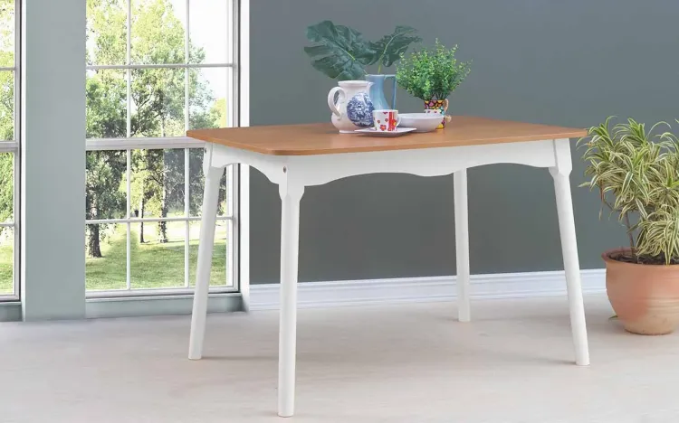 MESA DE JANTAR PÉS TORNEADOS MIMO 110X80X76CM VERNIZ JATOBÁ E LACA BRANCO