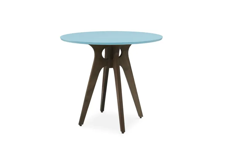 MESA DE JANTAR DE MADEIRA REDONDA BIANCHI 90X77CM NOGUEIRA E AZUL BEBÊ