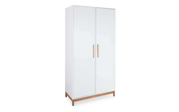 ROUPEIRO 2 PORTAS GUARDA-ROUPA BRANCO JUVENIL EM MDF E MADEIRA MACIÇA MOORE 104,6x53x198,5 CM