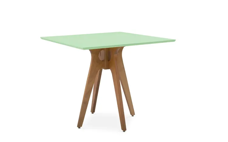 MESA DE JANTAR QUADRADA BIANCHI 90X90X77CM JATOBÁ E VERDE SÁLVIA