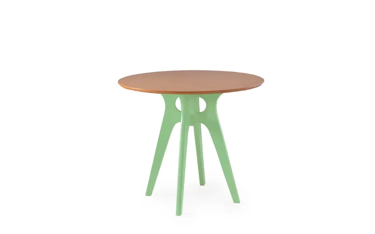 MESA DE JANTAR DE MADEIRA REDONDA BIANCHI 90X77CM VERDE SÁLVIA E JATOBÁ