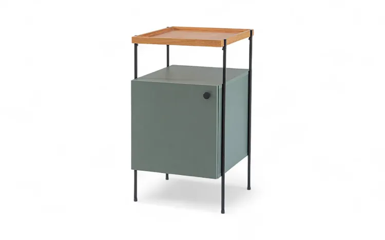 ARMÁRIO COM 1 PORTA E BANDEJA E PÉS DE METAL TRAY MDF VERDE ESCURO 42,5X41,5X75 CM