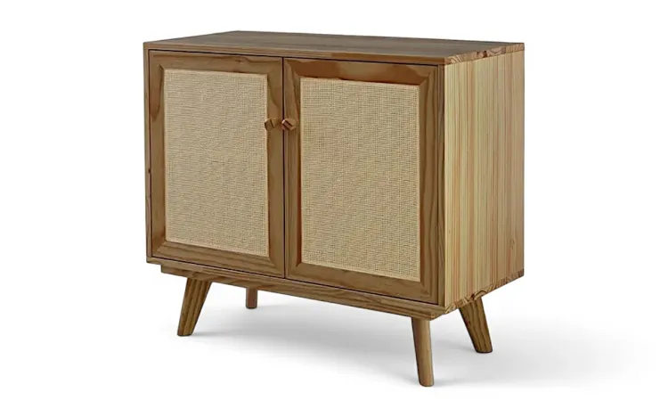 BALCÃO BUFFET COM PALHINHA 2 PORTAS CELESTE PUXADOR BOLINHA NÓZES 90X40X79,5 CM