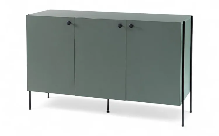 ARMÁRIO BUFFET 3 PORTAS COM PÉS DE METAL TRAY MDF VERDE ESCURO 122,5X41,5X75 CM
