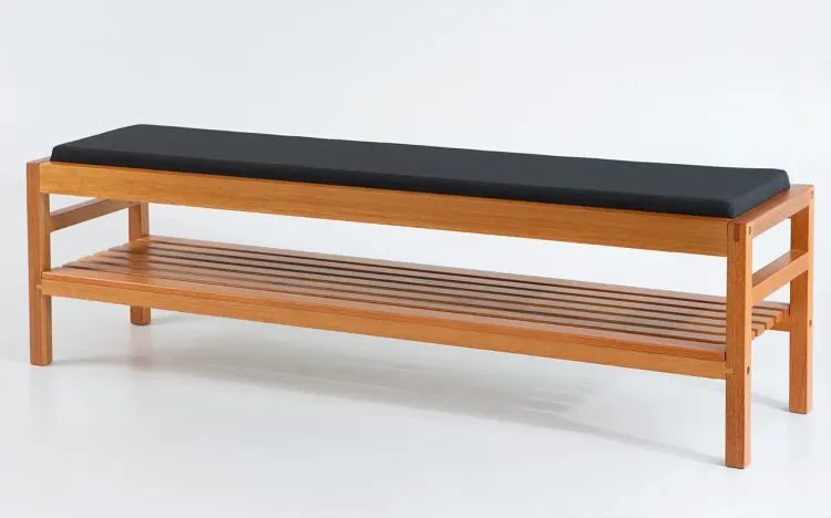 BANCO MALEIRO MAIOR KERB VERNIZ JATOBÁ TEC. ALGODÃO PRETO 160X40X48CM