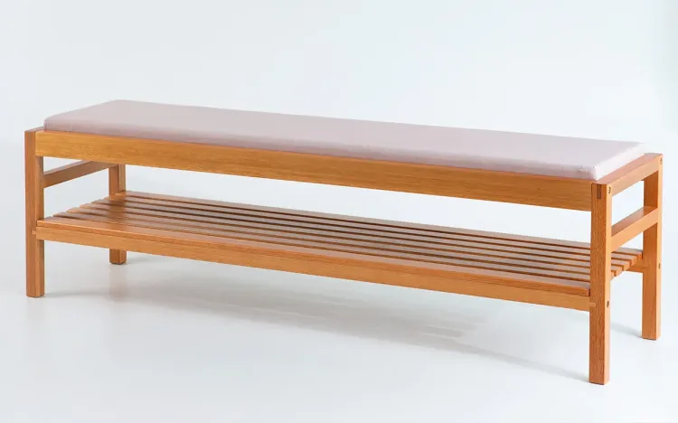 BANCO HALL MAIOR KERB VERNIZ JATOBÁ TEC. ALGODÃO ROSA 160X40X48CM