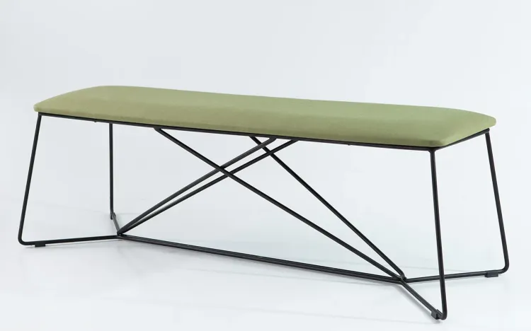 BANCO PARA 3 LUGARES DE METAL ESTOFADO BEND 149X47X47CM TEC. 121 VERDE MUSGO