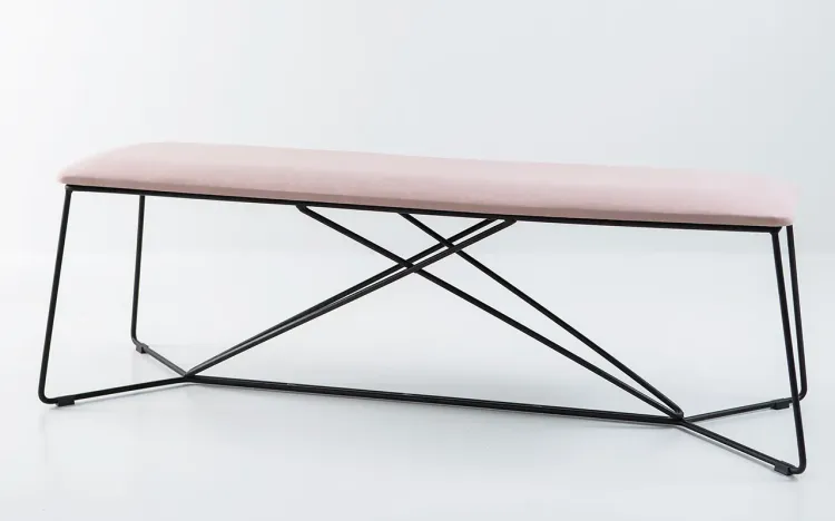 BANCO DE METAL SEM ENCOSTO 3 LUGARES BEND 149X47X47CM TEC.315 ROSA