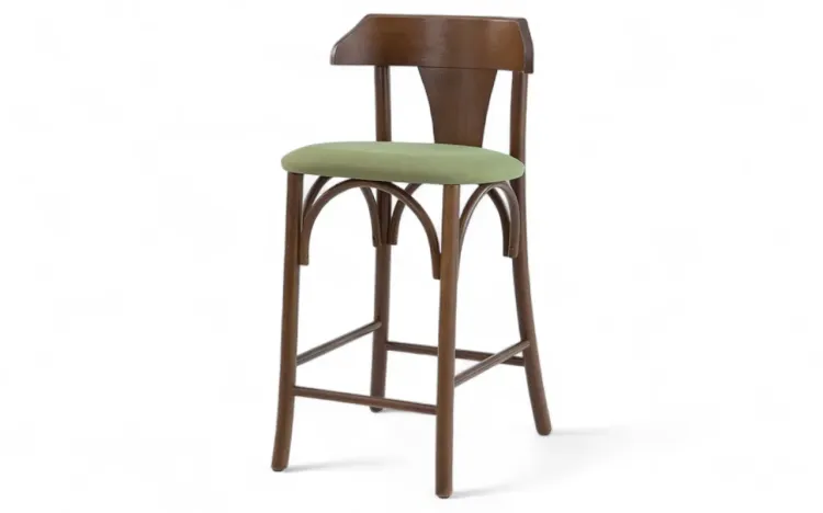 BANQUETA ESTOFADA MÉDIA AUGUSTINE VERNIZ CAPUCCINO E TEC.121 VERDE MUSGO 46X48X88CM