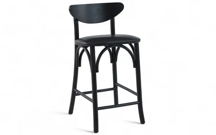 BANQUETA ESTOFADA MÉDIA AMÉLIE LACA PRETO E TEC. SQ13 COURO SINTÉTICO PRETO 46X48X85CM