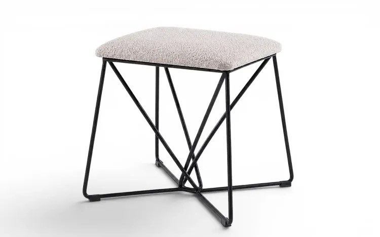 BANQUINHO DE METAL PARA HALL DE ENTRADA BEND 51X47X47CM TEC.B005 BOUCLE BEGE