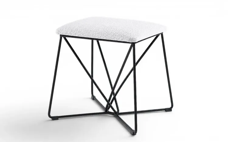 BANQUINHO DE METAL PARA HALL DE ENTRADA BEND 51X47X47CM TEC.B005 BOUCLE OFF WHITE