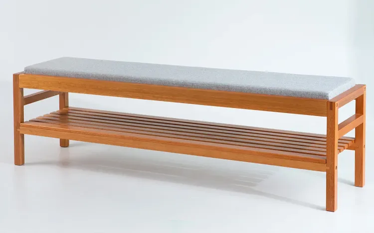 BANCO PARA PESEIRA MAIOR KERB VERNIZ JATOBÁ TEC. ALGODÃO MESCLA 160X40X48CM