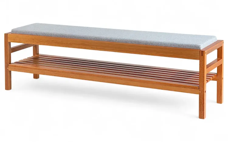 BANCO PARA PESEIRA MAIOR KERB VERNIZ JATOBÁ TEC. ALGODÃO MESCLA 160X40X48CM