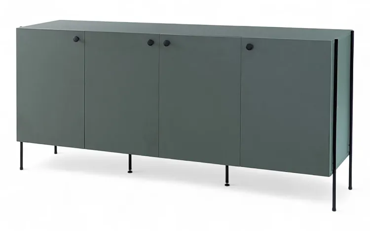 BALCÃO BUFFET 4 PORTAS COM PÉS DE METAL TRAY MDF VERDE ESCURO 162,5X41,5X75 CM