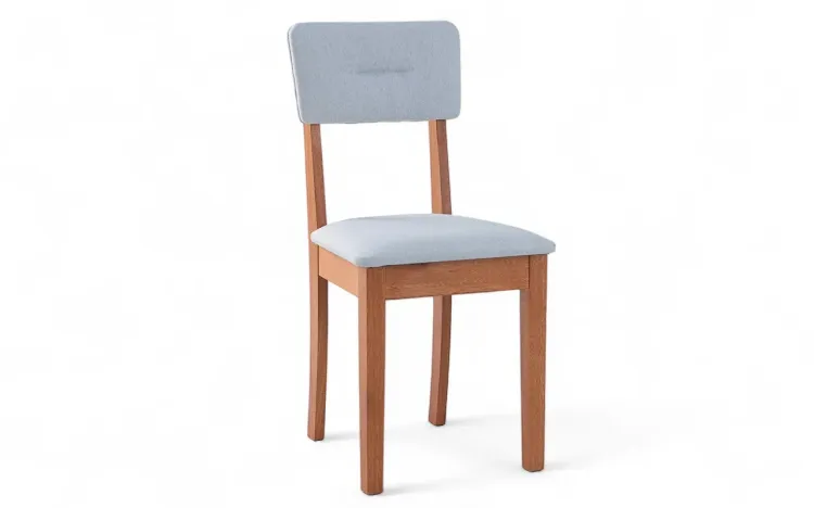 CADEIRA DE MADEIRA MACIÇA MODERNA CIMA VERNIZ JATOBÁ E TEC.915 CINZA CLARO 43X47X86,5 CM