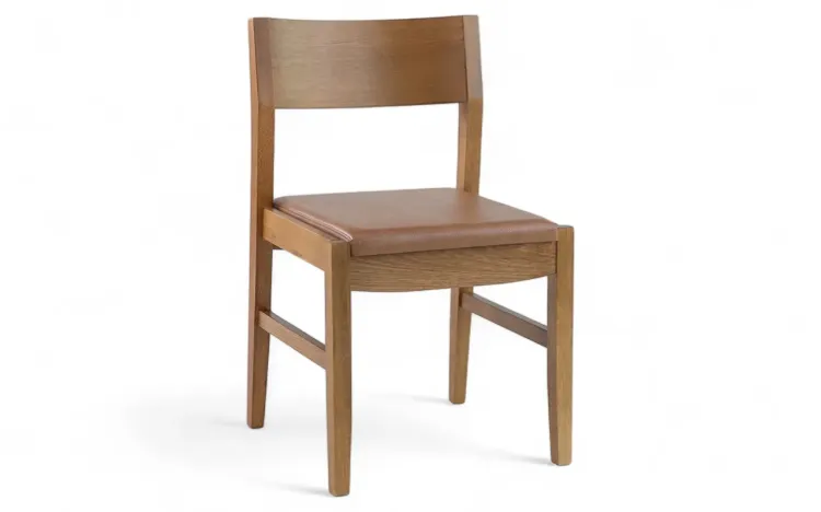 CADEIRA DE COZINHA ESTOFADA PAIVA VERNIZ AMÊNDOA E TEC.029 COURO SINTÉTICO CARAMELO 48X47,5X79 CM