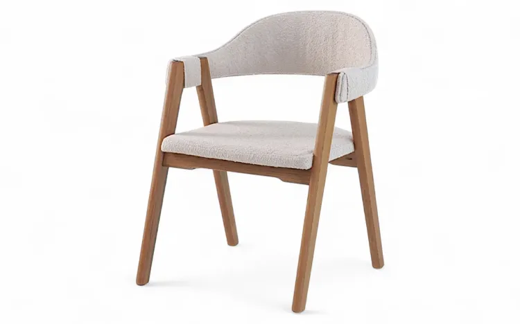 CADEIRA ENCOSTO CONCHA ASTRID VERNIZ AMÊNDOA BOUCLE BEGE 63X69X81 CM