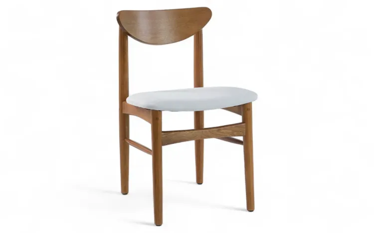 CADEIRA MODERNA ESTOFADA ALICE VERNIZ AMÊNDOA E TEC.003 OFF WHITE 52X49X80CM