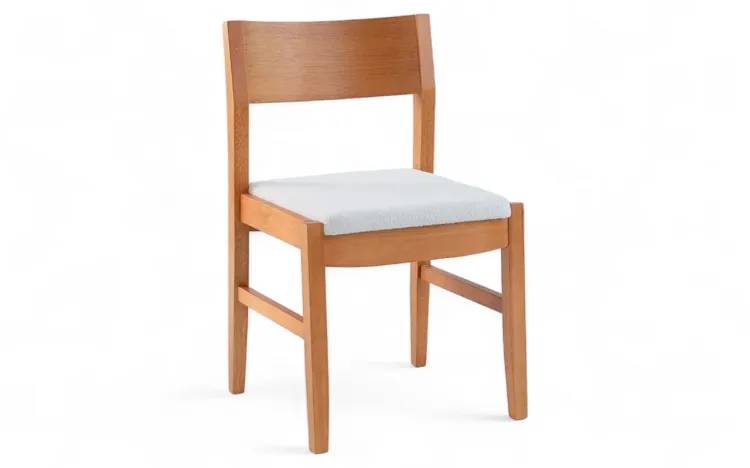 CADEIRA DE MADEIRA ESTOFADA PAIVA VERNIZ JATOBÁ E TEC.B001 BOUCLE OFF WHITE 48X47,5X79 CM
