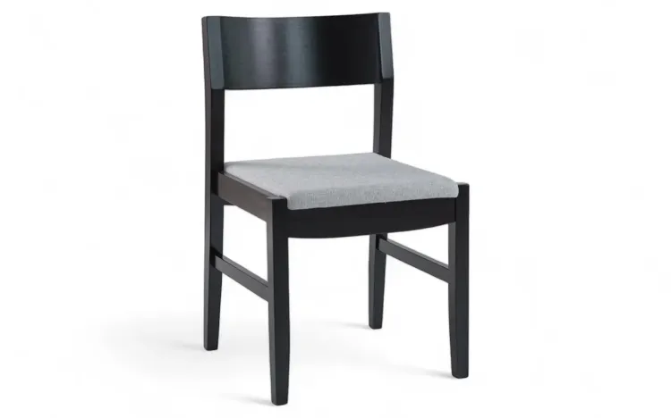 CADEIRA DE MADEIRA PARA SALA DE JANTAR PAIVA LACA PRETO E TEC.SQ06 MESCLA 48X47,5X79 CM