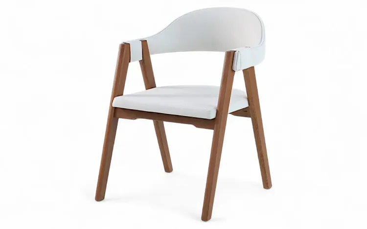 CADEIRA ESTOFADA ENCOSTO ANATÔMICO PARA MESA DE JANTAR ASTRID VERNIZ AMÊNDOA ALGODÃO OFF WHITE 63X69X81 CM
