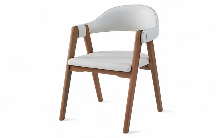 CADEIRA ENCOSTO ANATÔMICO ESTOFADO ASTRID VERNIZ AMÊNDOA COURO SINTÉTICO OFF WHITE 63X69X81 CM