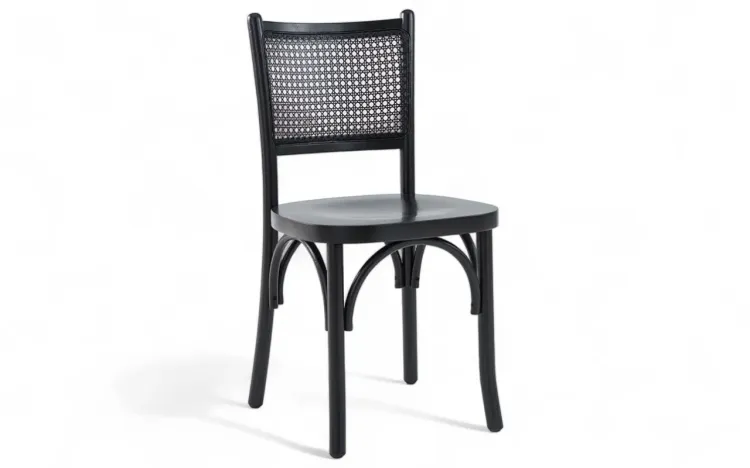 CADEIRA COM PALHINHA PARA SALA DE JANTAR VALENTINE LACA PRETO 45X50,5X84 CM