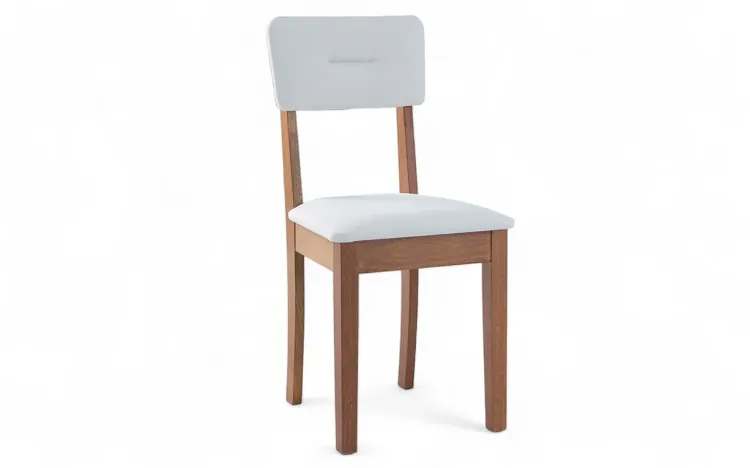 CADEIRA ESTOFADA PARA SALA DE JANTAR CIMA VERNIZ AMÊNDOA E TEC.003 OFF WHITE 43X47X86,5 CM