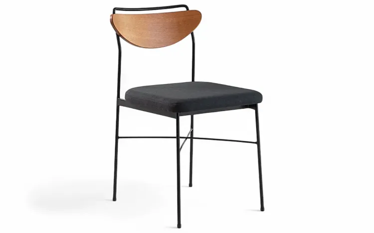 CADEIRA DE METAL PARA MESA DE JANTAR LÉA VERNIZ JATOBÁ E TEC. PRETO 44X57X81,5 CM
