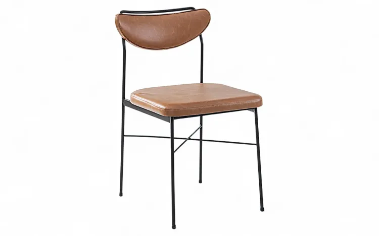 CADEIRA DE METAL PARA SALA DE JANTAR LÉA TEC. COURO SINTÉTICO CARAMELO 44X57X81,5 CM