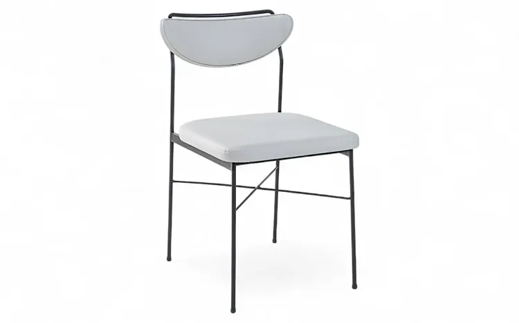 CADEIRA ESTOFADA COM METAL LÉA TEC. COURO SINTÉTICO OFF WHITE 44X57X81,5 CM