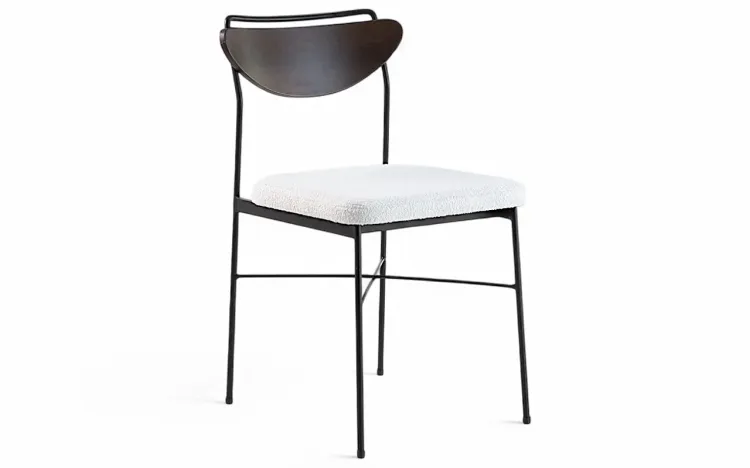 CADEIRA DE METAL ESTOFADA PARA SALA DE JANTAR LÉA VERNIZ CAPUCCINO E TEC. BOUCLE 44X57X81,5 CM