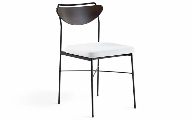 CADEIRA DE METAL PARA SALA DE JANTAR LÉA VERNIZ CAPUCCINO E TEC. OFF WHITE 44X57X81,5 CM