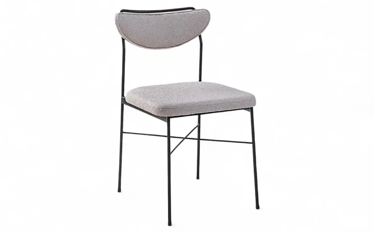 CADEIRA DE METAL COM ENCOSTO ANATOMICO LÉA TEC. BOUCLE BEGE 44X57X81,5 CM
