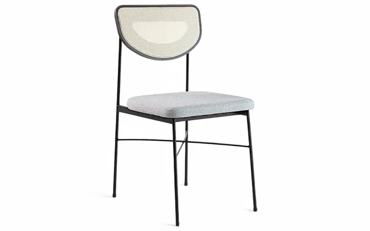 CADEIRA DE METAL E PALHINHA CHLOE VERNIZ CAPUCCINO E TEC. MESCLA 44X57X87 CM