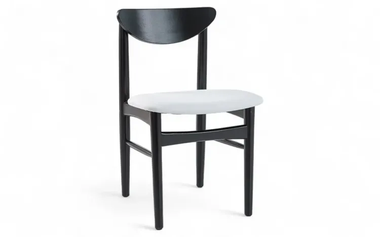 CADEIRA ESTOFADA PARA COZINHA ALICE LACA PRETO E TEC.003 OFF WHITE 52X49X80CM