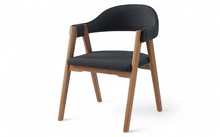 CADEIRA CONCHA PARA MESA DE JANTAR ASTRID VERNIZ AMÊNDOA ALGODÃO PRETO 63X69X81 CM