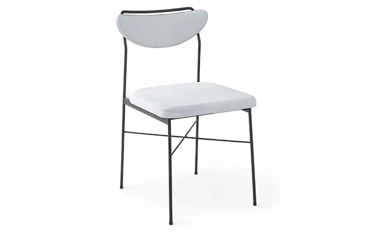 CADEIRA COM ASSENTO ESTOFADO DE METAL LÉA TEC. ALGODÃO OFF WHITE 44X57X81,5 CM