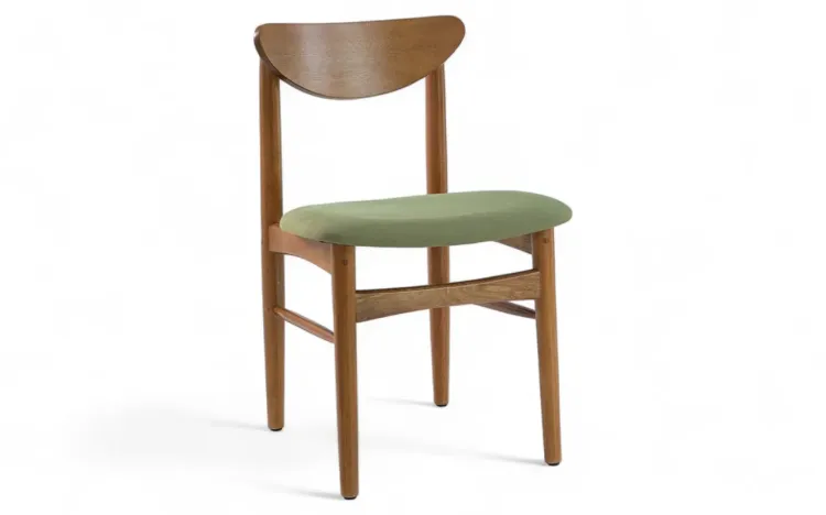 CADEIRA JANTAR ESTOFADA ALICE VERNIZ AMÊNDOA E TEC.121 VERDE MUSGO 52X49X80CM