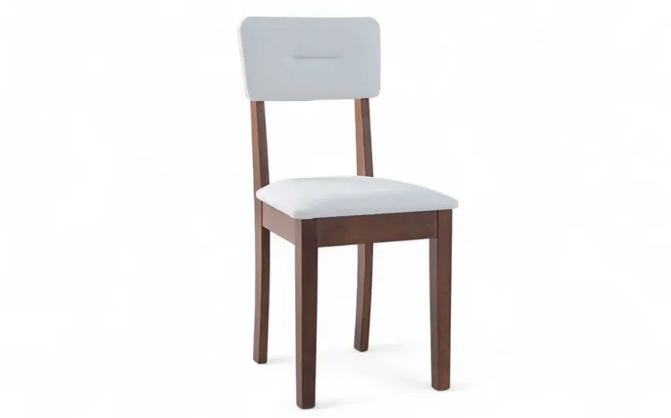 CADEIRA DE MADEIRA MACIÇA MODERNA CIMA VERNIZ CAPUCCINO E TEC.003 OFF WHITE 43X47X86,5 CM