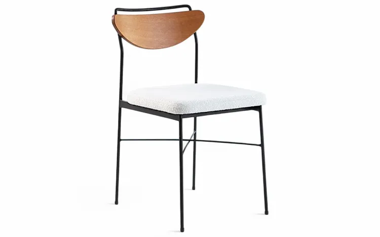 CADEIRA DE METAL ESTOFADA PARA SALA DE JANTAR LÉA VERNIZ JATOBÁ E TEC. BOUCLE 44X57X81,5 CM
