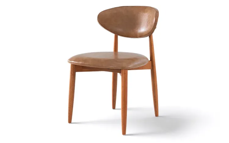 CADEIRA DE JANTAR TORNEADA ESTOFADA ISIS VERNIZ JATOBÁ E TEC. COURO SINTÉTICO CARAMELO 53X59X82CM