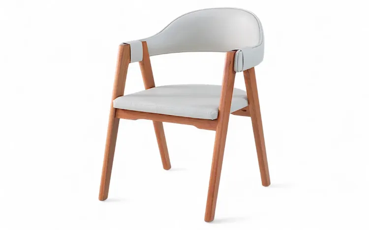CADEIRA CONCHA PARA MESA DE JANTAR ASTRID VERNIZ JATOBÁ COURO SINTÉTICO OFF WHITE 63X69X81 CM