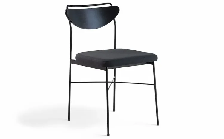 CADEIRA DE METAL PARA MESA DE JANTAR LÉA LACA PRETO E TEC. PRETO 44X57X81,5 CM